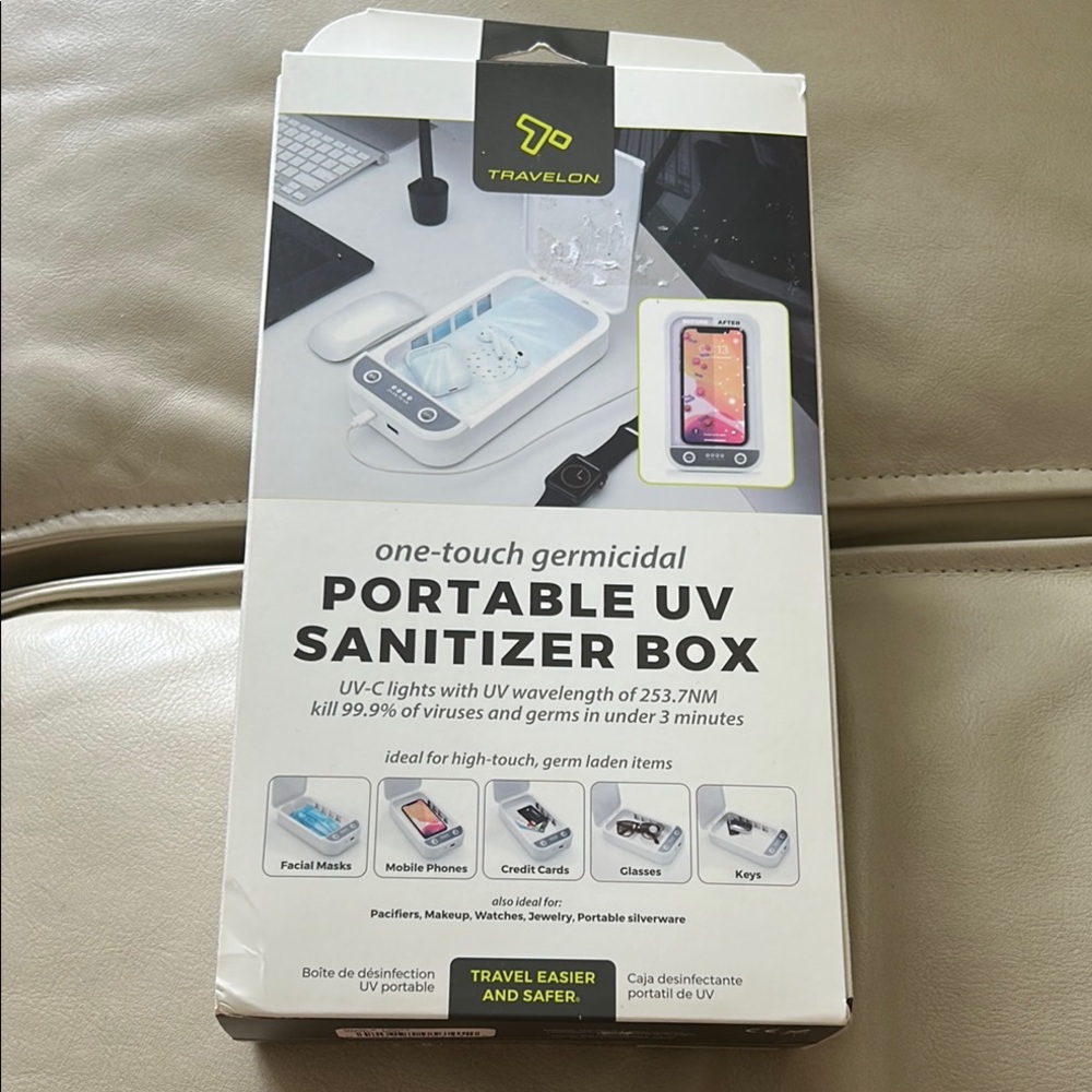 Travelon Portable UV Sanitizer Box - White NWT